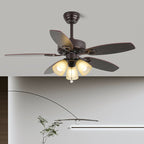 Solara Plafonnier Ventilateur Classique en Bois et Verre