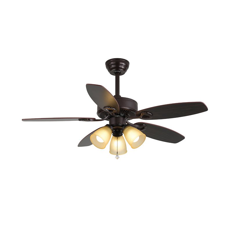 Solara Plafonnier Ventilateur Classique en Bois et Verre