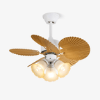 Ventilateur de plafond Aurelia en bois et verre vintage avec lumière