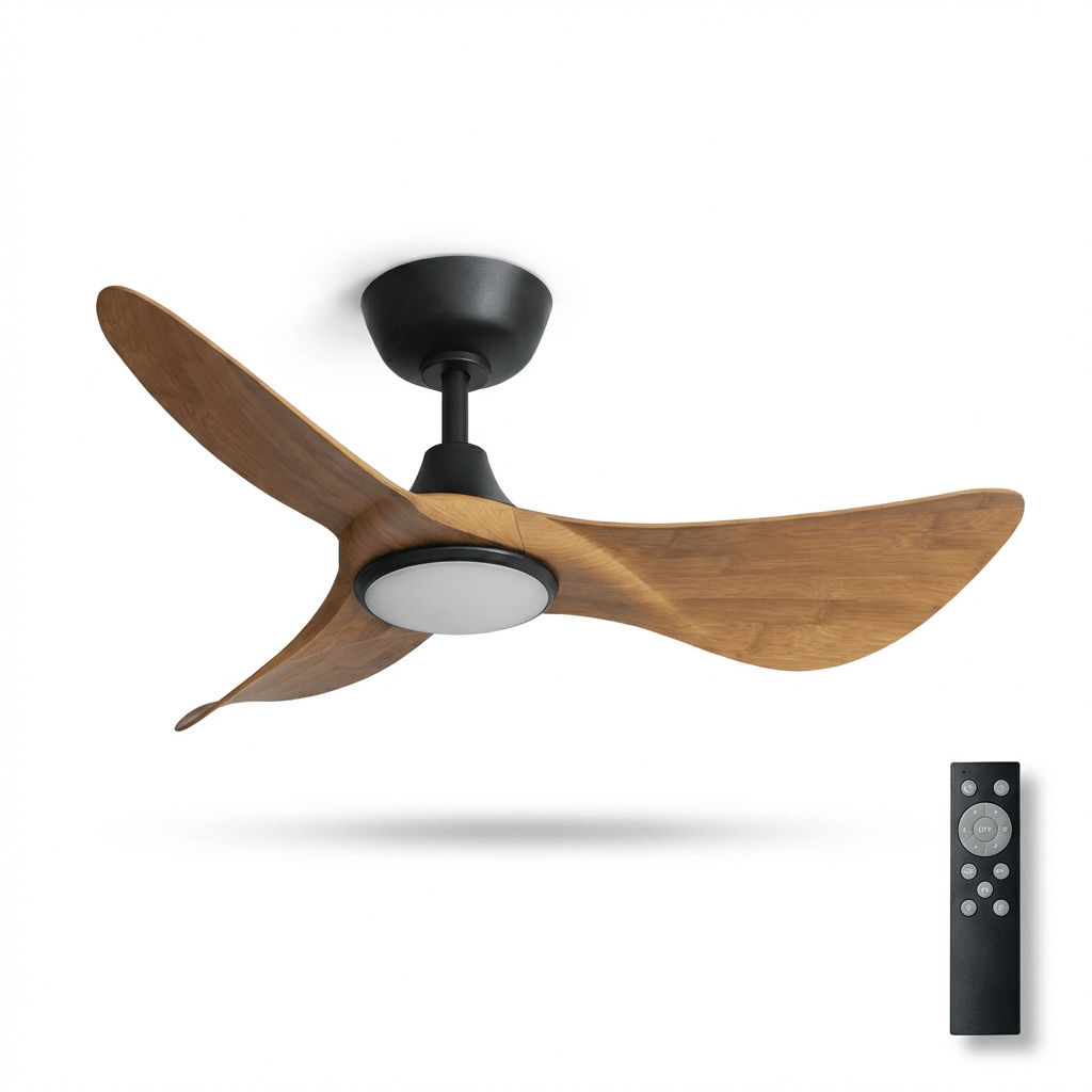 Ventilateur de plafond Finn à pales effet bambou avec lumière