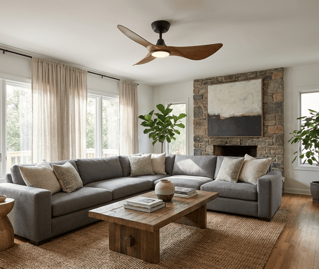 Ventilateur de plafond Finn à pales effet bambou avec lumière