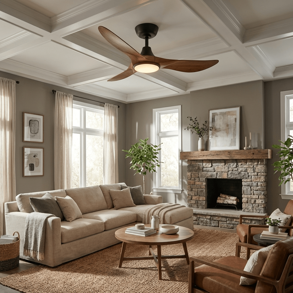 Ventilateur de plafond Finn à pales effet bambou avec lumière