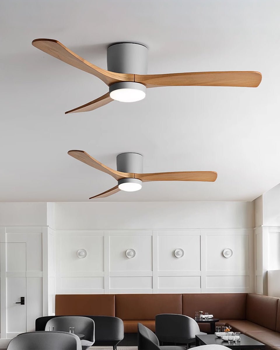 Ventilateur de plafond nordique en bois Ezra avec lumière