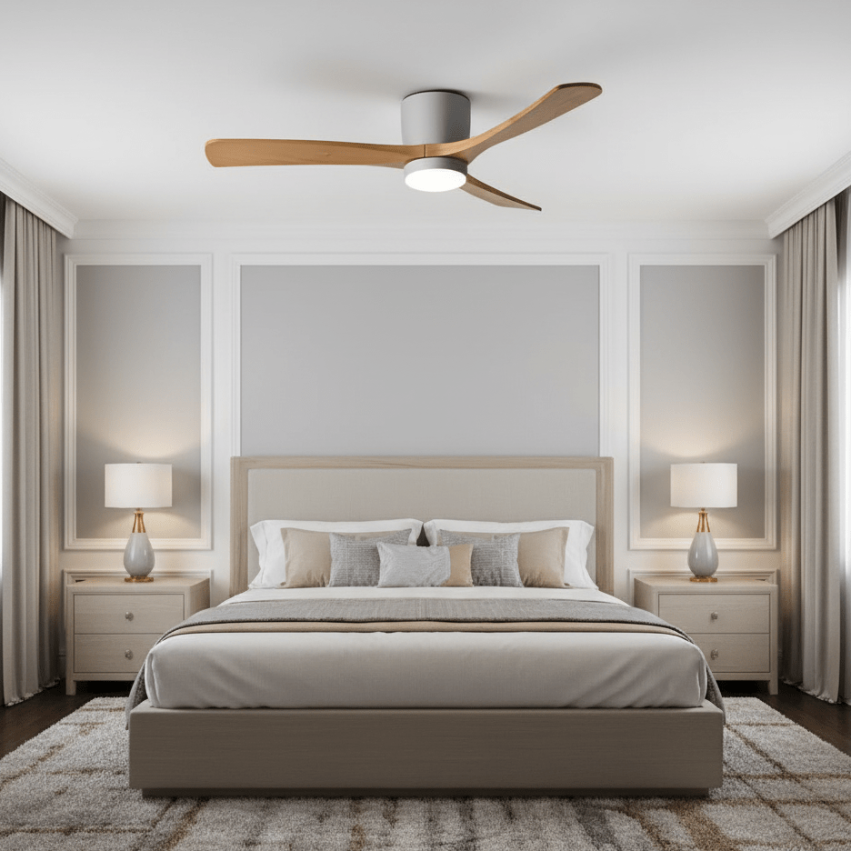 Ventilateur de plafond nordique en bois Ezra avec lumière