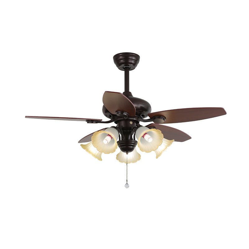Solara Plafonnier Ventilateur Classique en Bois et Verre