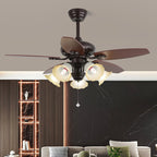 Solara Plafonnier Ventilateur Classique en Bois et Verre