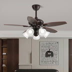 Solara Plafonnier Ventilateur Classique en Bois et Verre