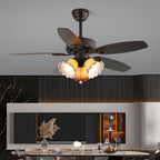 Solara Plafonnier Ventilateur Classique en Bois et Verre