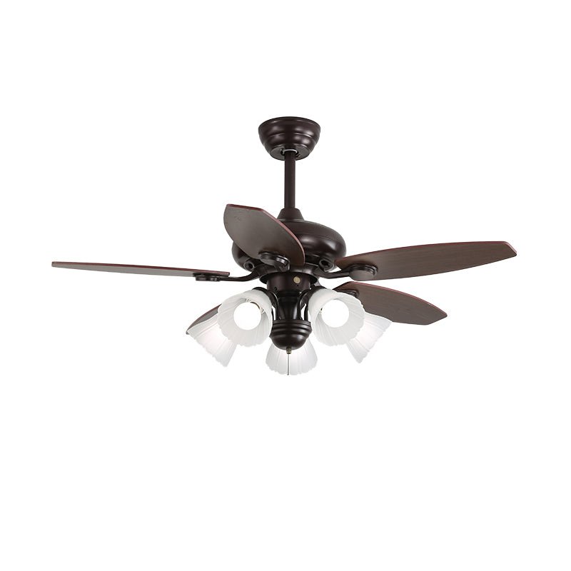 Solara Plafonnier Ventilateur Classique en Bois et Verre