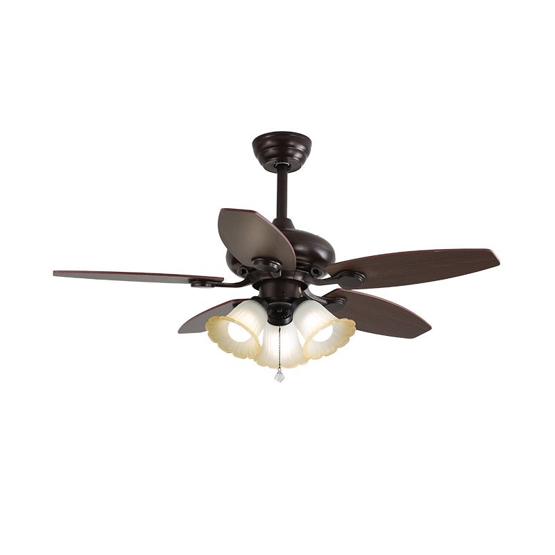 Solara Plafonnier Ventilateur Classique en Bois et Verre