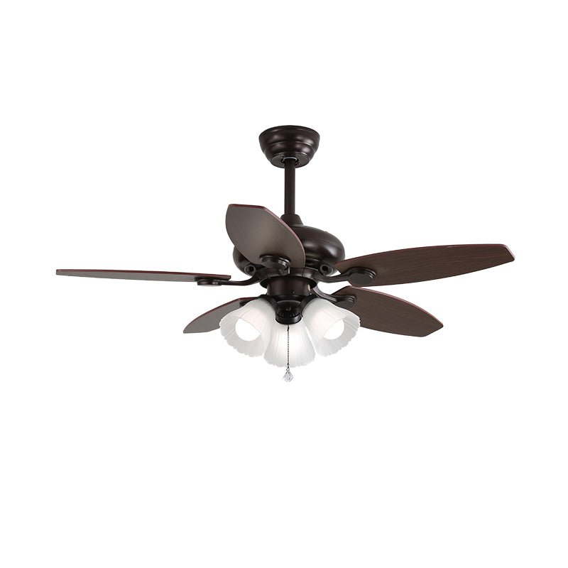 Solara Plafonnier Ventilateur Classique en Bois et Verre
