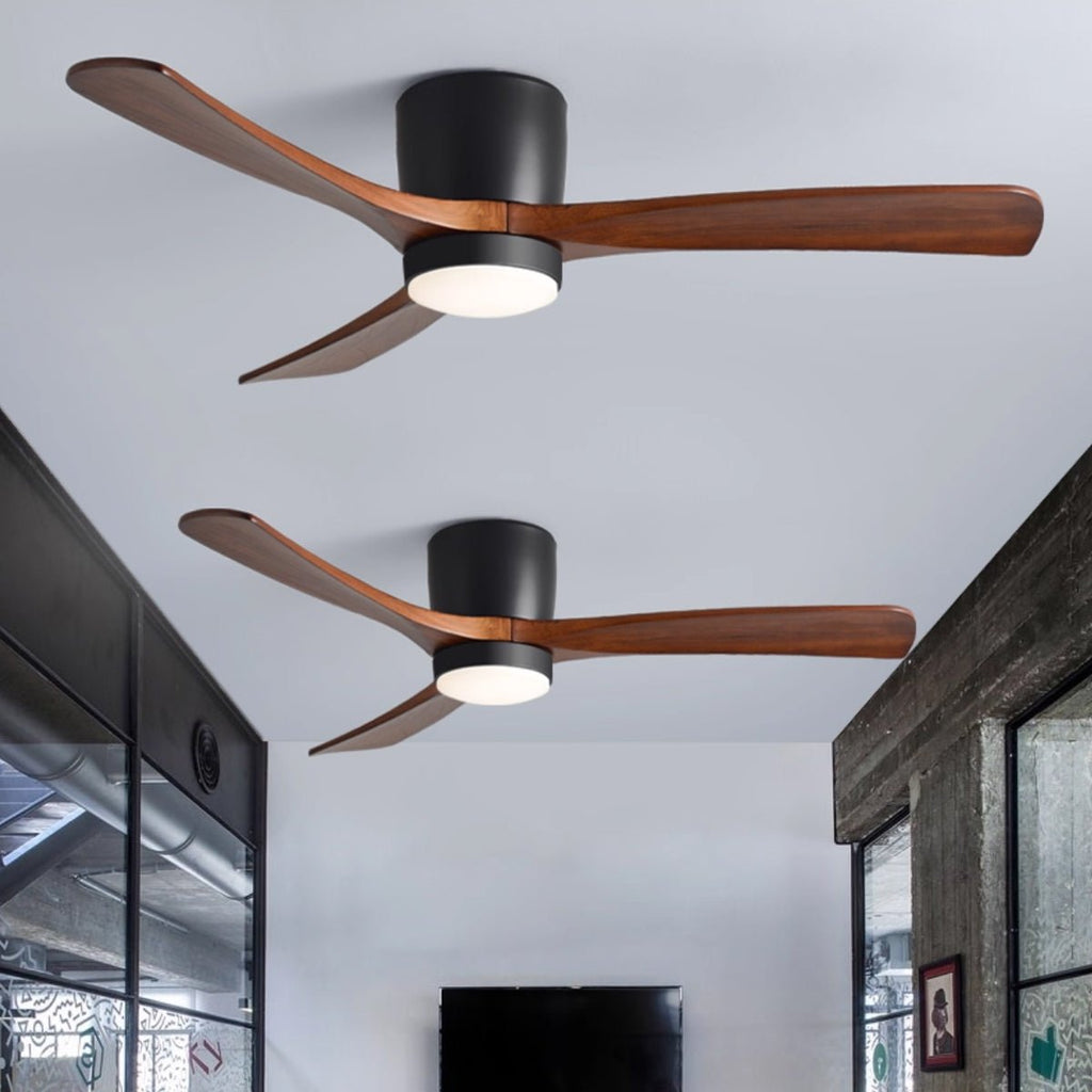 Ventilateur de plafond nordique en bois Ezra avec lumière