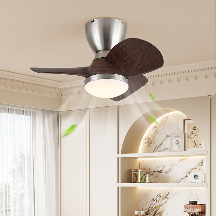 Plafonnier ventilateur Elora minimaliste en laiton et bois