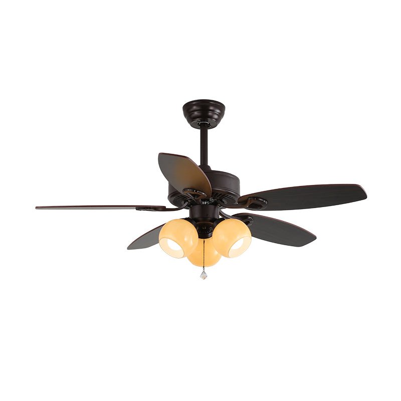 Solara Plafonnier Ventilateur Classique en Bois et Verre