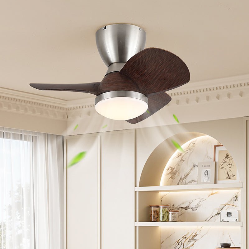 Plafonnier ventilateur Elora minimaliste en laiton et bois