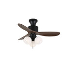 Ventilateur de Plafond Veloria Vintage en Verre et Bois avec Lumière