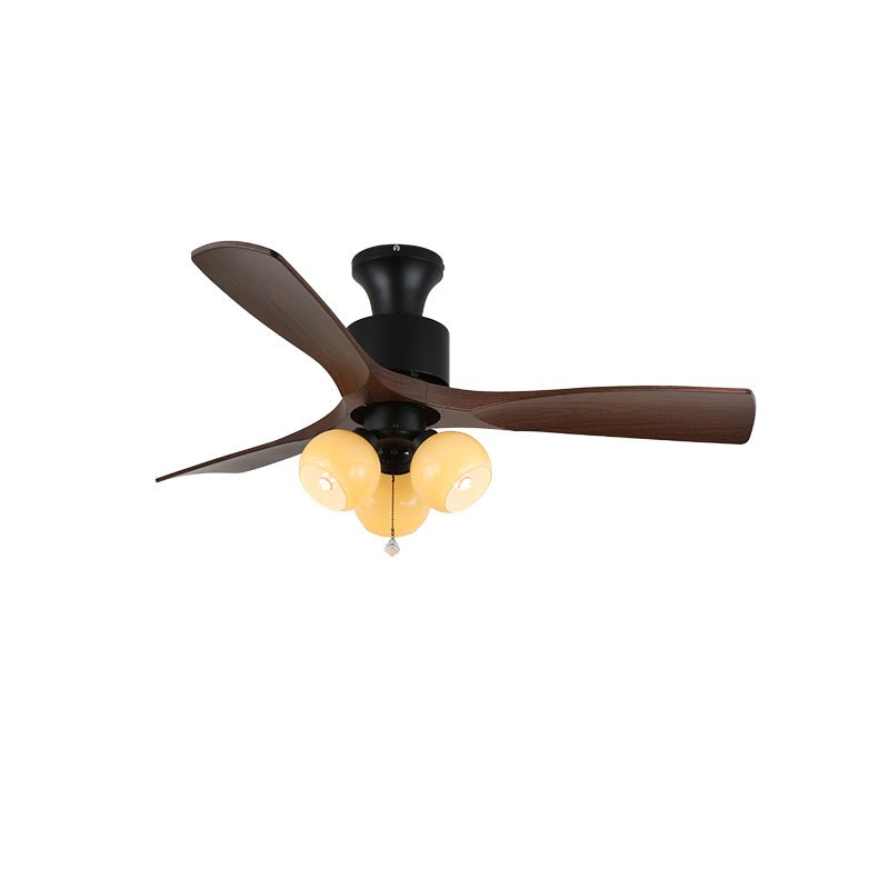 Ventilateur de Plafond Veloria Vintage en Verre et Bois avec Lumière