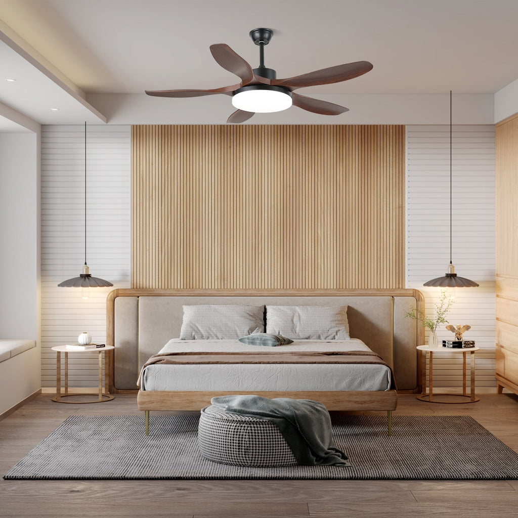 Plafonnier ventilateur Arysen minimaliste en bois