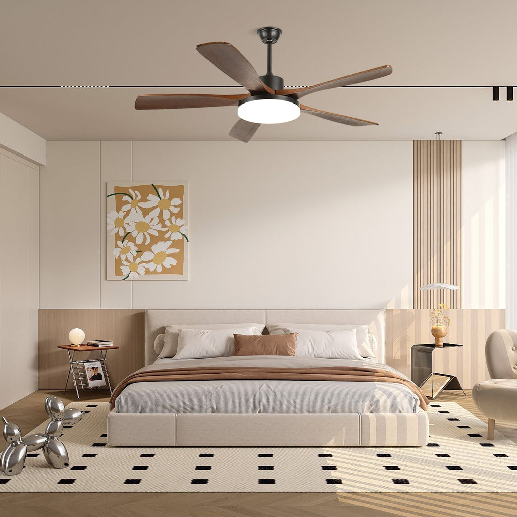 Plafonnier ventilateur Arysen minimaliste en bois
