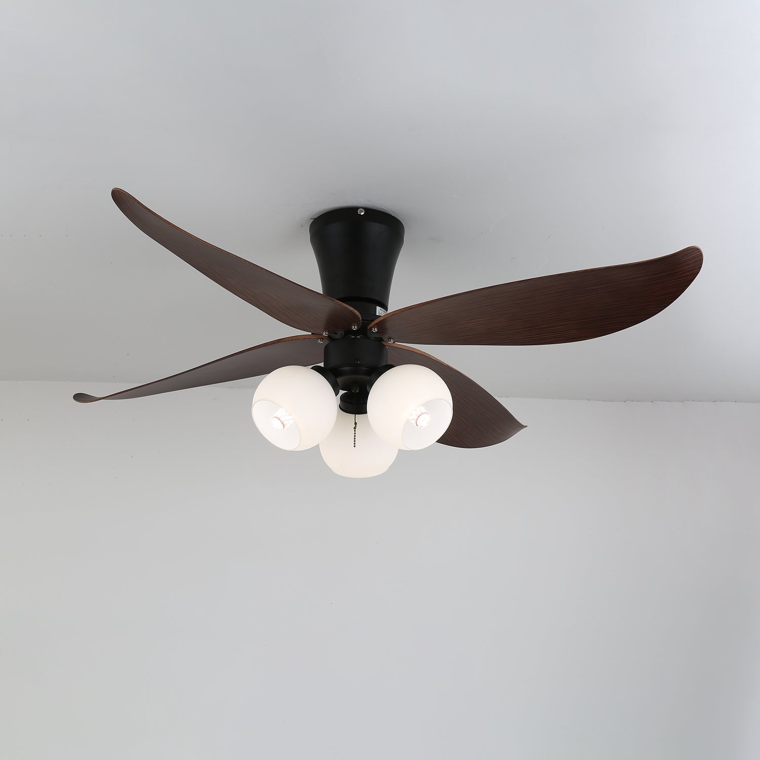 Plafonnier Ventilateur Lunair Vintage en Bois et Verre