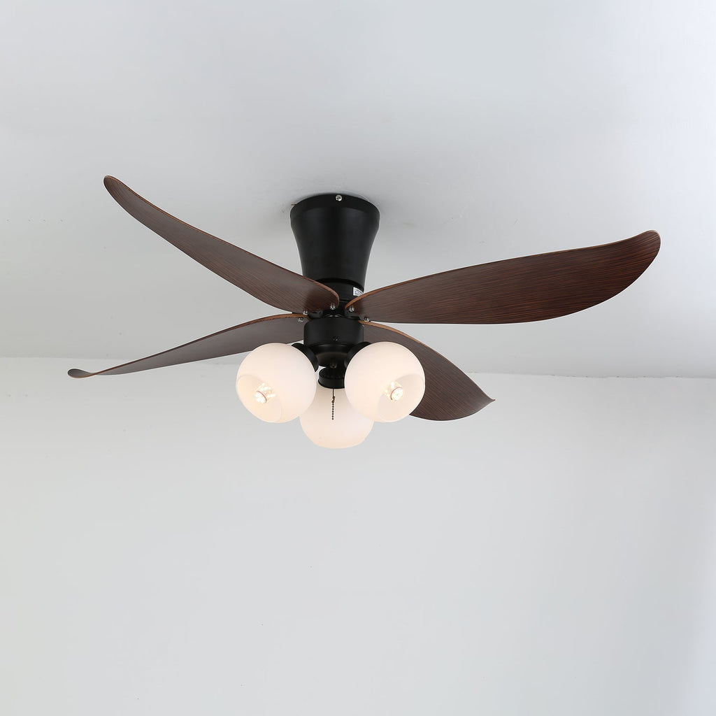 Plafonnier Ventilateur Lunair Vintage en Bois et Verre