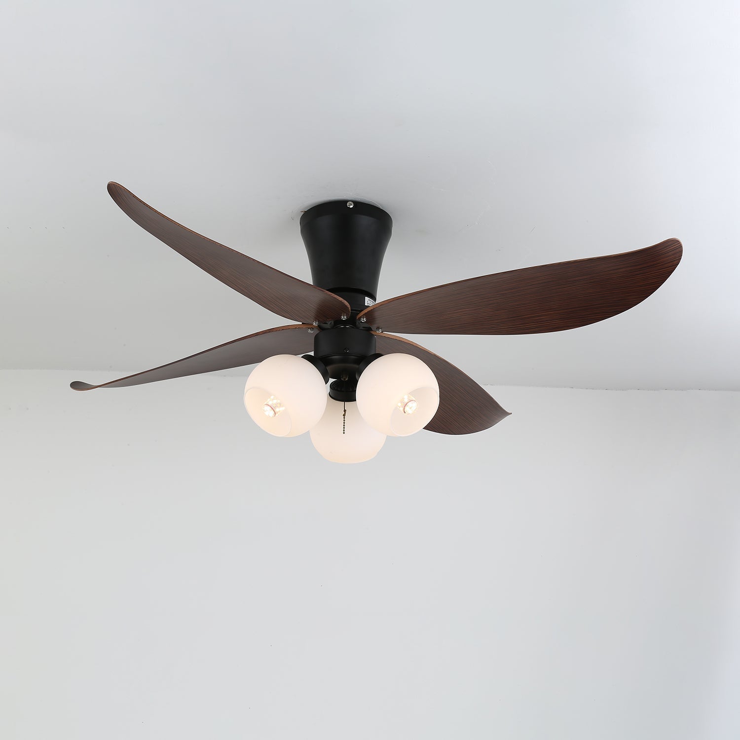 Plafonnier Ventilateur Lunair Vintage en Bois et Verre