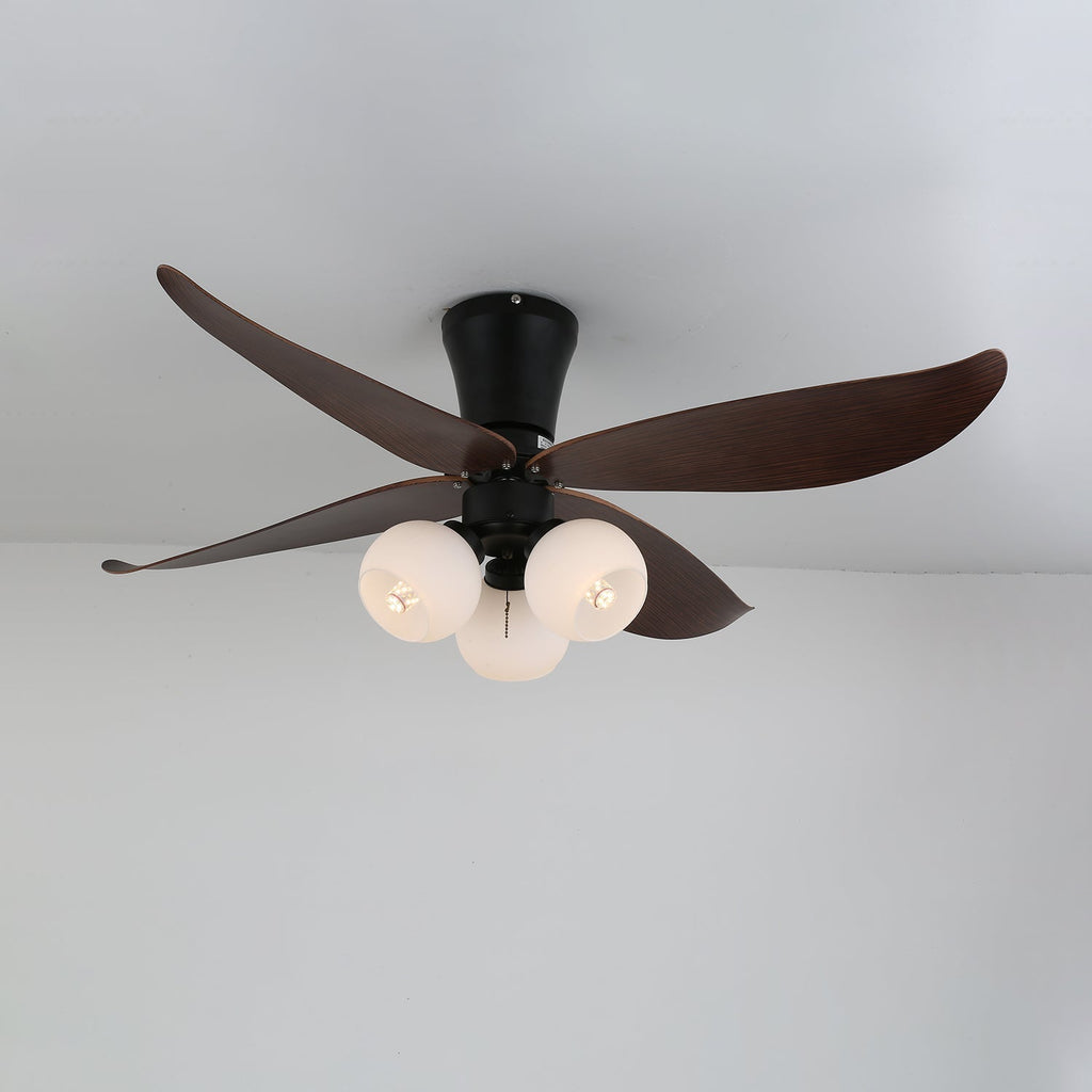 Plafonnier Ventilateur Lunair Vintage en Bois et Verre