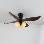 Plafonnier Ventilateur Lunair Vintage en Bois et Verre