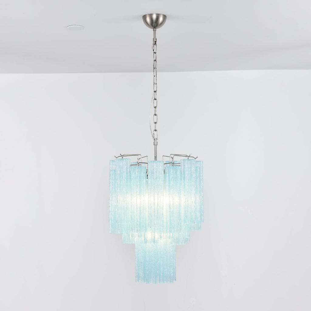 Aurora Lustre Azzura En Verre De Murano Tubes Style Côtier