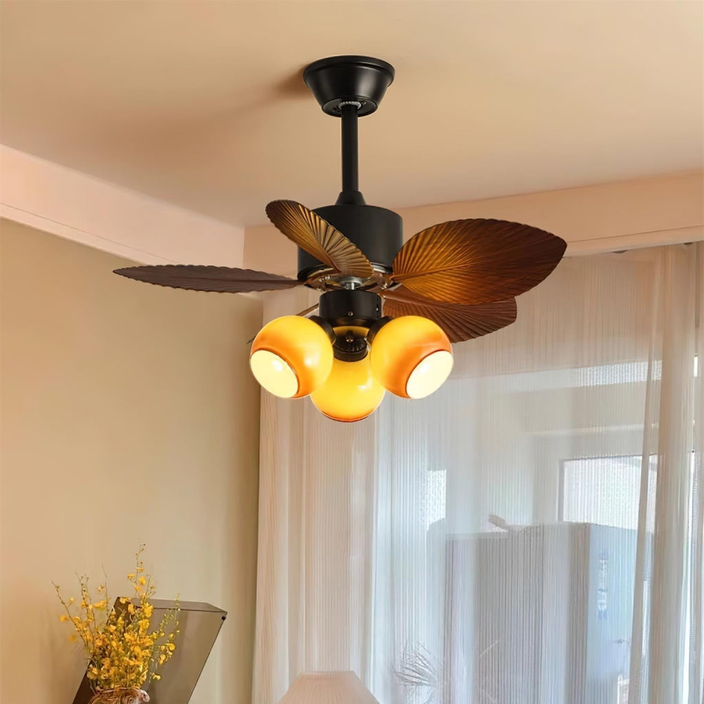 Plafonnier Ventilateur Nerina en Verre Tropical