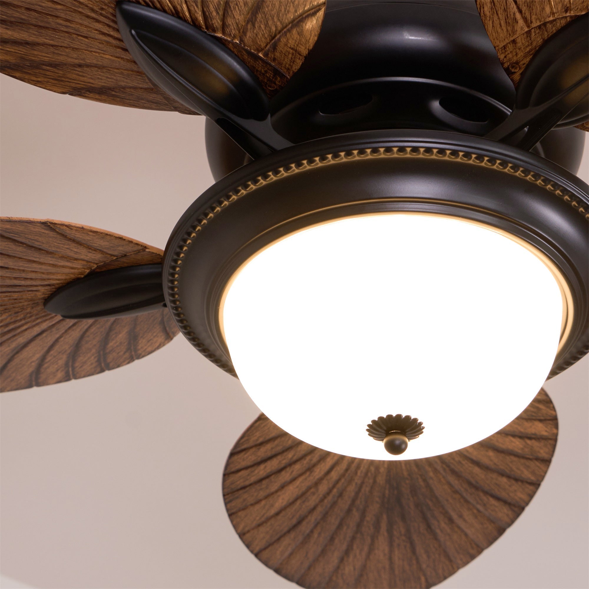 Plafonnier ventilateur Virel en bois tropical
