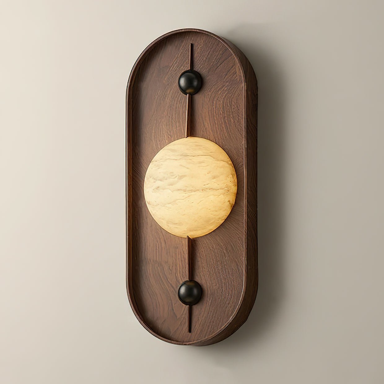 Lyvaran Applique Murale Ovale en Albâtre et Bois