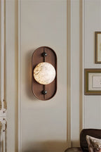 Lyvaran Applique Murale Ovale en Albâtre et Bois