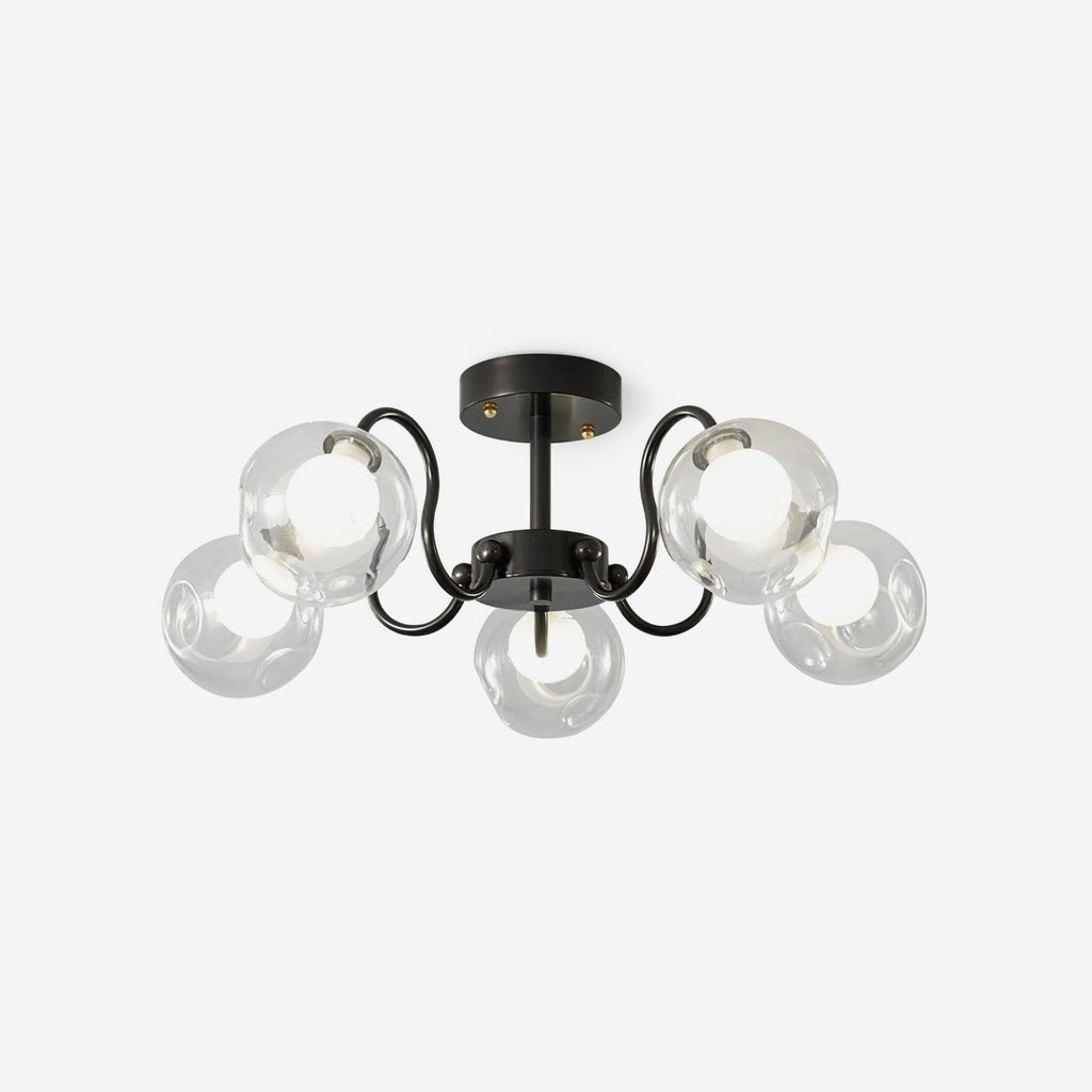 Orb Lustre Plafonnier Verre Globe Fleur Cadre Noir