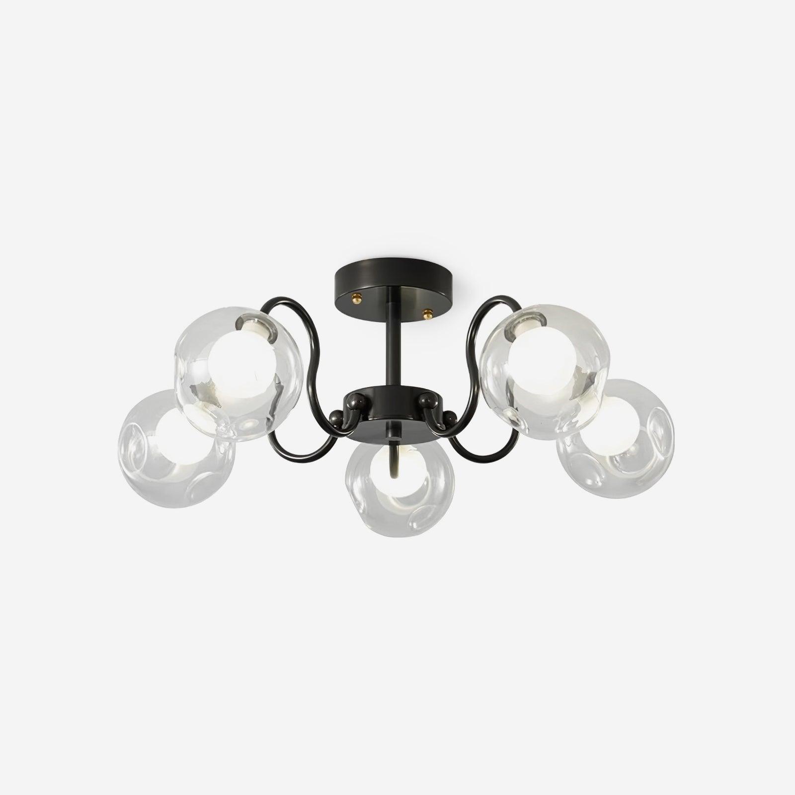 Orb Lustre Plafonnier Verre Globe Fleur Cadre Noir