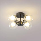 Orb Lustre Plafonnier Verre Globe Fleur Cadre Noir