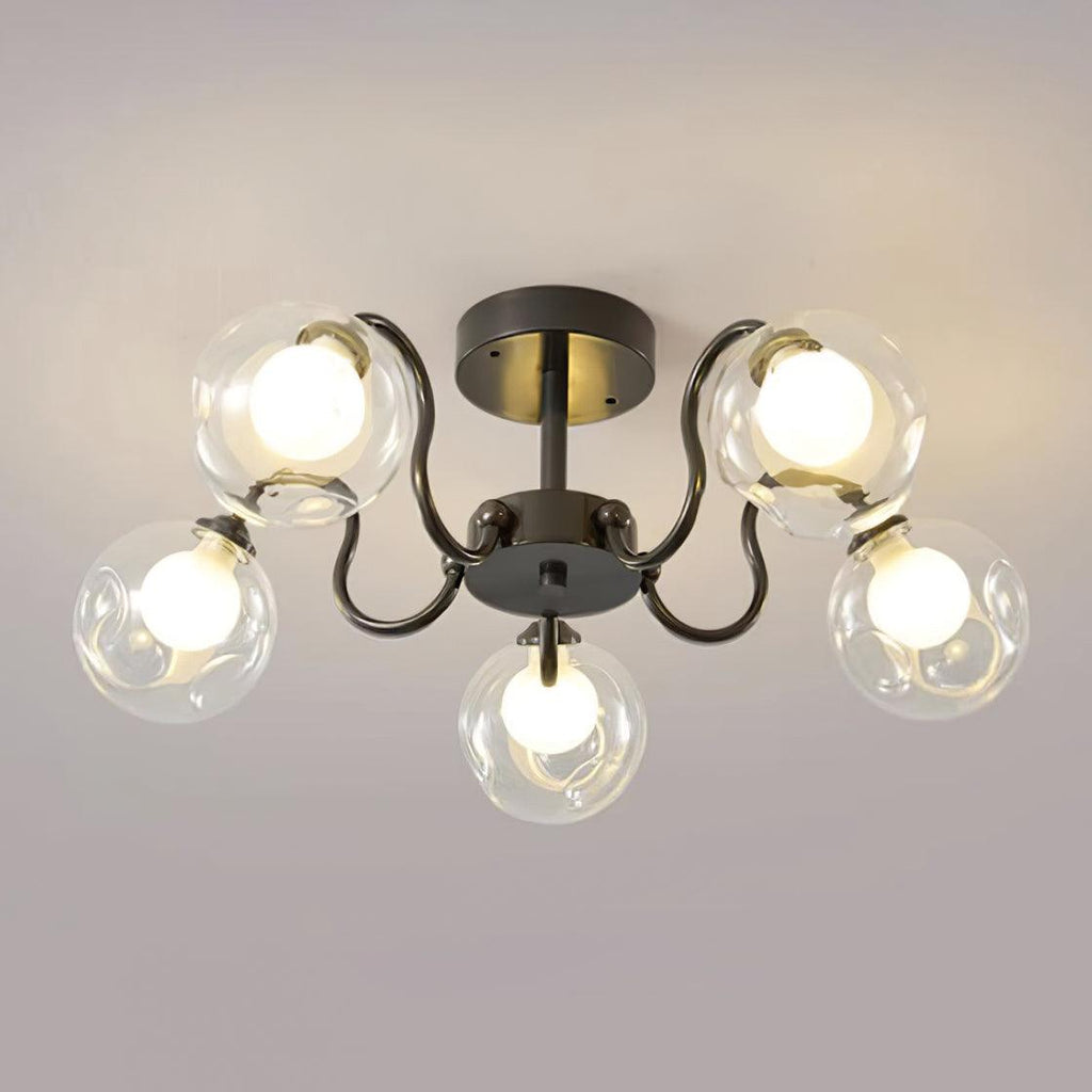 Orb Lustre Plafonnier Verre Globe Fleur Cadre Noir