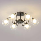 Orb Lustre Plafonnier Verre Globe Fleur Cadre Noir