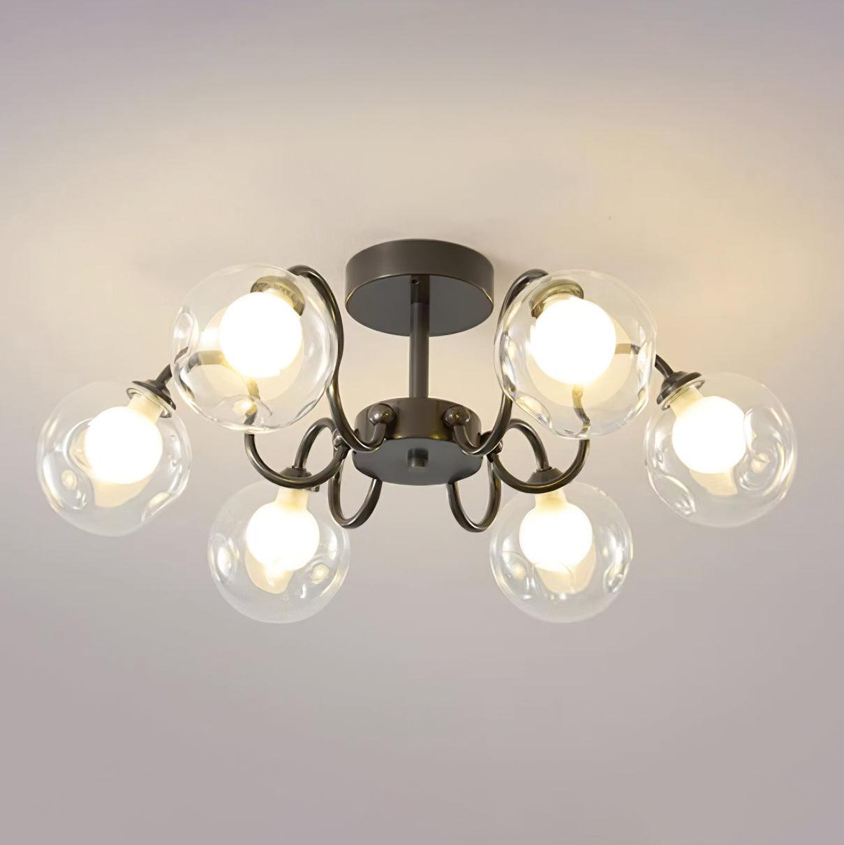 Orb Lustre Plafonnier Verre Globe Fleur Cadre Noir