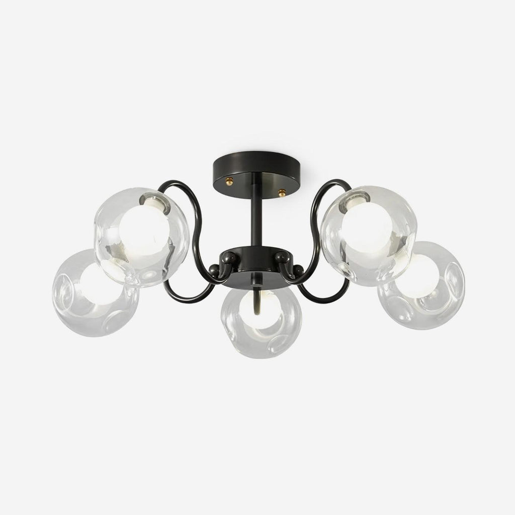 Orb Lustre Plafonnier Verre Globe Fleur Cadre Noir
