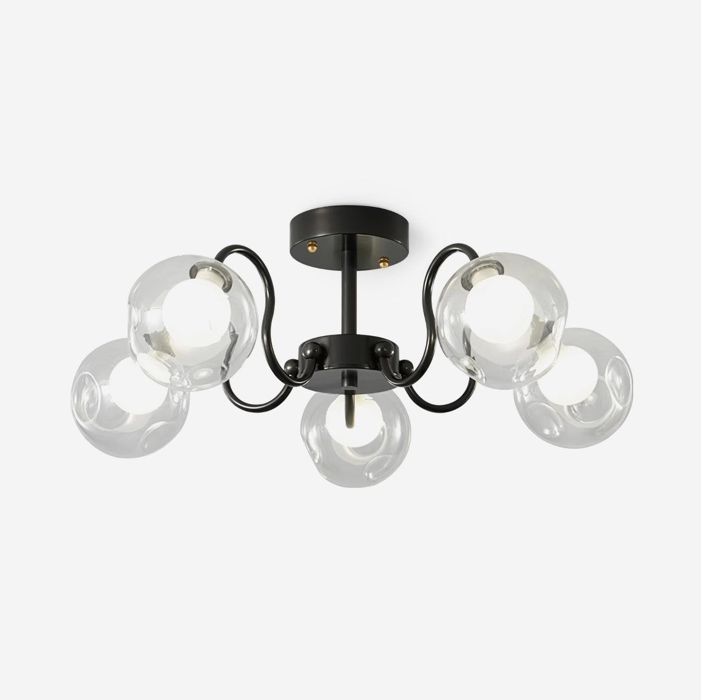 Orb Lustre Plafonnier Verre Globe Fleur Cadre Noir