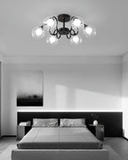 Orb Lustre Plafonnier Verre Globe Fleur Cadre Noir