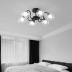 Orb Lustre Plafonnier Verre Globe Fleur Cadre Noir
