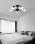 Orb Lustre Plafonnier Verre Globe Fleur Cadre Noir
