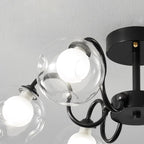 Orb Lustre Plafonnier Verre Globe Fleur Cadre Noir