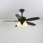 Plafonnier Ventilateur Calviera en Bois et Verre Vintage
