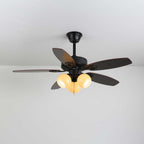 Plafonnier Ventilateur Calviera en Bois et Verre Vintage
