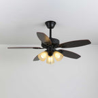Plafonnier Ventilateur Calviera en Bois et Verre Vintage