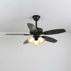 Plafonnier Ventilateur Calviera en Bois et Verre Vintage