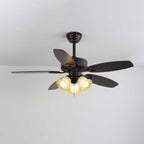 Plafonnier Ventilateur Calviera en Bois et Verre Vintage